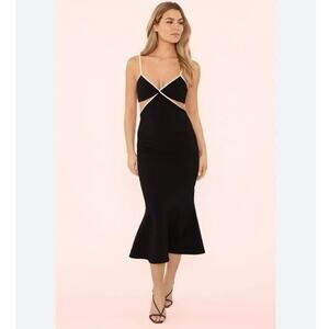 Likely ADABELL Sleeveless Cutout Midi Dress in Black/White NWT Size 6